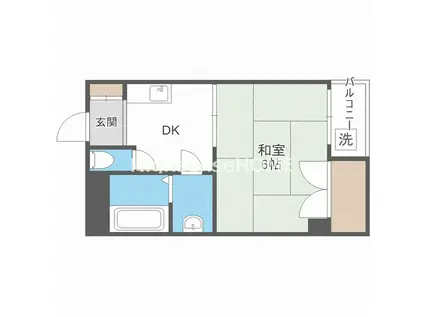 サンパークI(1DK/2階)の間取り写真