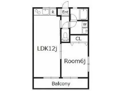 シティハイムニシダイB(1LDK/2階)の間取り写真
