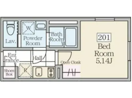 REVERESIDENCE三軒茶屋(1K/2階)の間取り写真