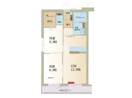 メゾン ド ヒルズ(2LDK/3階)の間取り写真