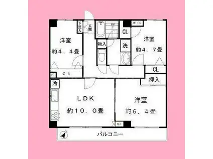 HARU菊名(3LDK/5階)の間取り写真