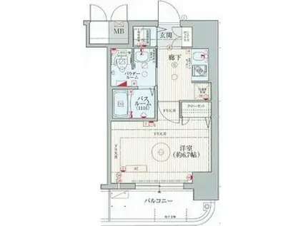 エステムコート難波IIアレグリア(1K/7階)の間取り写真