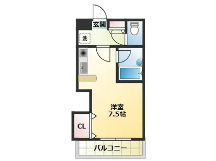 ディファレンス調布(ワンルーム/1階)の間取り写真