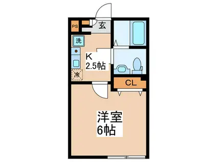 RICO拝島(1K/1階)の間取り写真