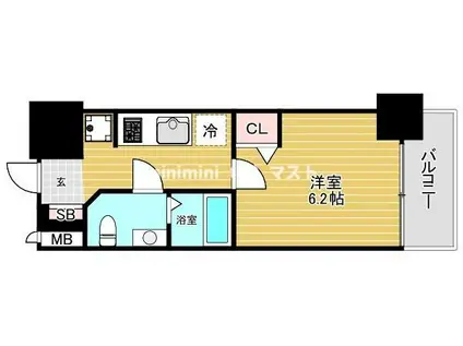 エグゼ大阪CITY ZWEI(1K/7階)の間取り写真