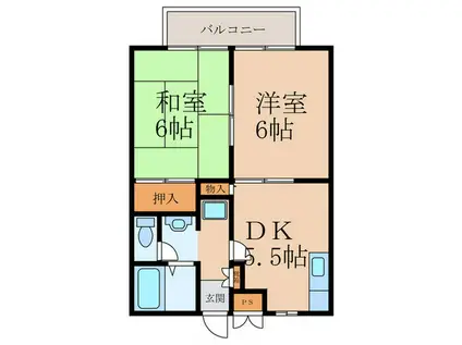 ビーライン上吉田A棟(2DK/2階)の間取り写真