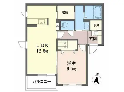プロムナード南ヶ丘A(1LDK/1階)の間取り写真