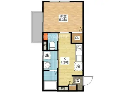 アミティシーボルト通(1K/1階)の間取り写真