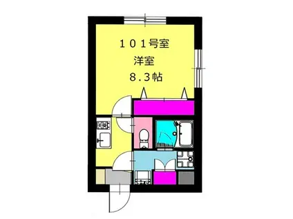 BCASA 港町(1K/1階)の間取り写真