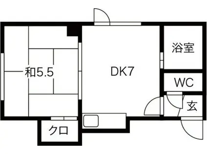 レジデンスかわなみ(1DK/2階)の間取り写真