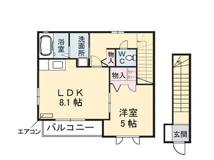 メゾン・プラナス(1LDK/2階)の間取り写真