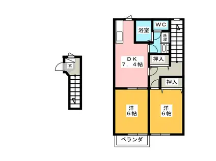 フォレスト平賀(2DK/2階)の間取り写真