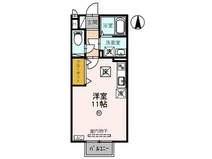 エザンスTH(ワンルーム/1階)の間取り写真