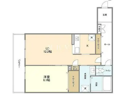 仲之町ヒルズ(1LDK/1階)の間取り写真