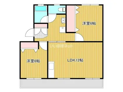 武藤ハイツI(2LDK/3階)の間取り写真