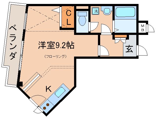 ソレイユ西山(ワンルーム/3階)の間取り写真