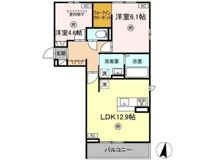 CIEL翠(2LDK/2階)の間取り写真