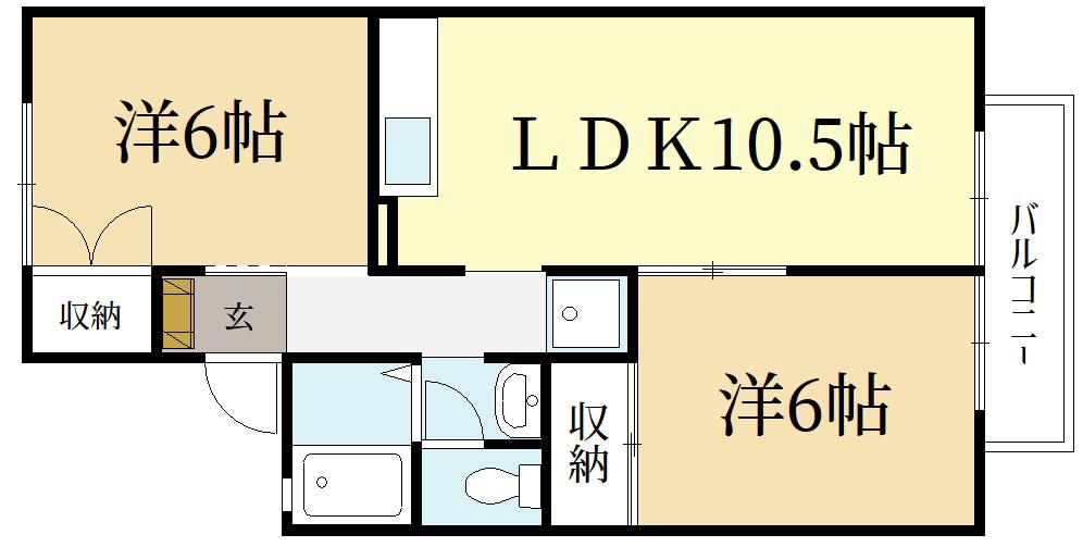 セジュール津ノ国(2LDK/2階)の間取り写真