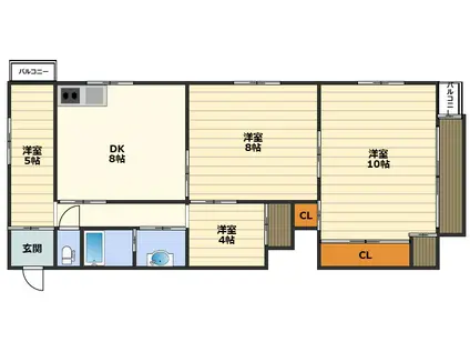 イソムラビル(2DK/3階)の間取り写真