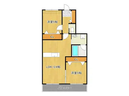 医生ヶ丘ヴァレンシア(2LDK/3階)の間取り写真