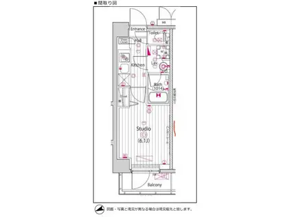 ガーラ・ヴィスタ横浜子安(1K/7階)の間取り写真