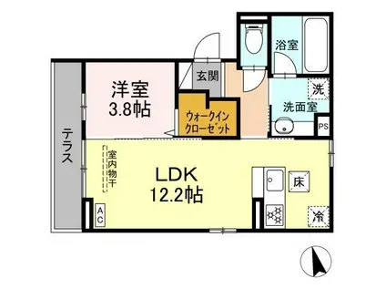 グランコスモHT(1LDK/1階)の間取り写真