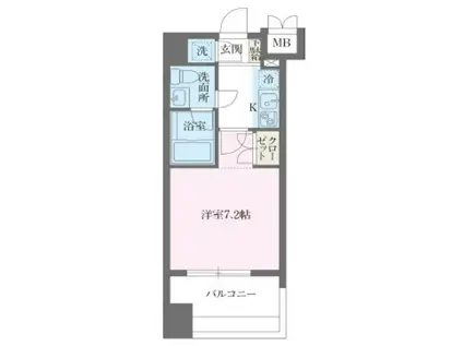 パシフィックレジデンス芝一丁目(1K/8階)の間取り写真