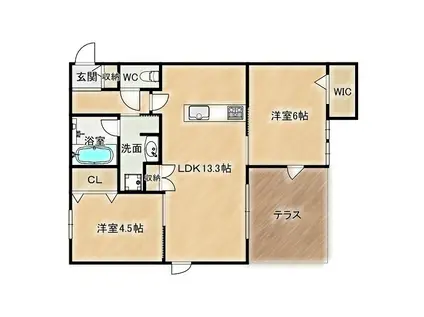 内代レジデンスノース(2LDK/1階)の間取り写真