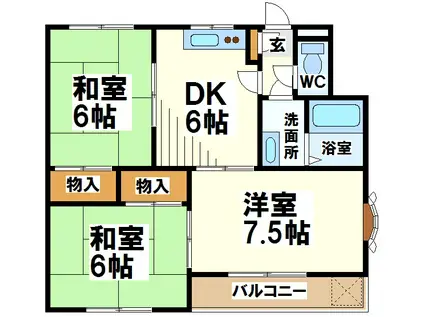 サンライズ狛江(3DK/2階)の間取り写真