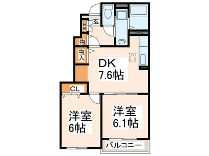 サンシャインナオコ(2DK/1階)の間取り写真