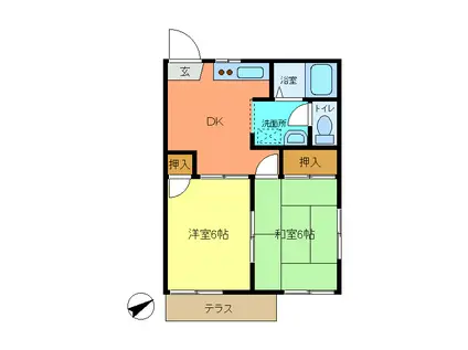 三愛ハイツ(2DK/2階)の間取り写真