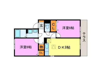 クラージュA・B(2DK/1階)の間取り写真