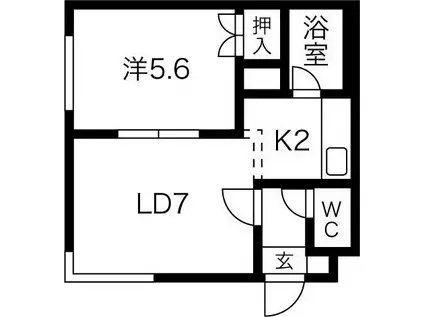 メイプル白石(1DK/3階)の間取り写真