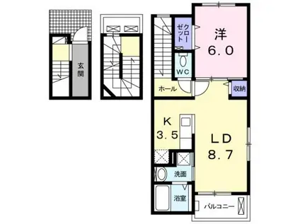 グレースコート(1LDK/3階)の間取り写真