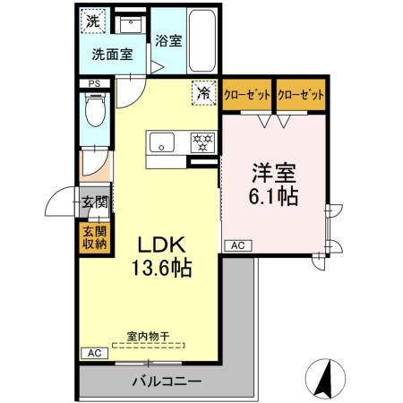 DーHILLS子安III(1LDK/3階)の間取り写真