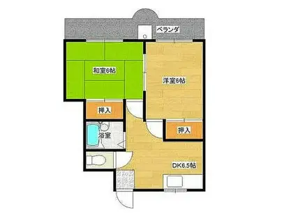 ローズタウン曽根(2DK/2階)の間取り写真