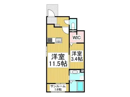 コーポラス院台B(1LDK/1階)の間取り写真