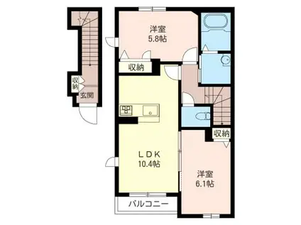 FORSIA(2LDK/2階)の間取り写真