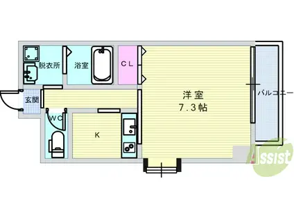 W IKEDA(1K/6階)の間取り写真