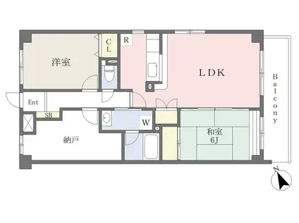 エストマール川名(3LDK/1階)の間取り写真