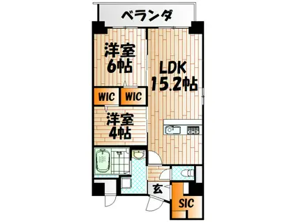 ミースカセッタ小倉(2LDK/1階)の間取り写真
