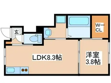 西蒲田ハイツ2(1LDK/1階)の間取り写真