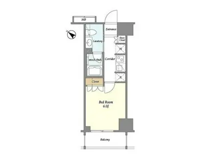 リビオメゾン勝どき(1K/7階)の間取り写真