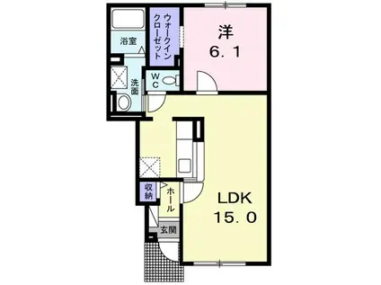 カーフ・アンフィニ(1LDK/1階)の間取り写真