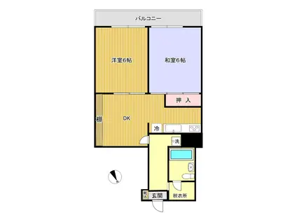 アゼリアハイライズ(2DK/9階)の間取り写真