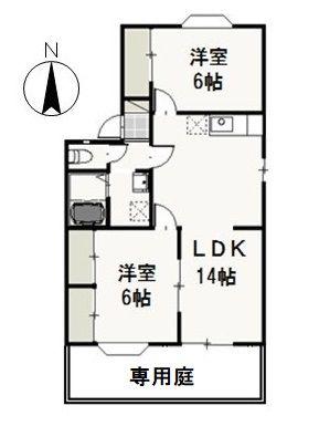 アンジェリーク・ドミールB(2LDK/1階)の間取り写真