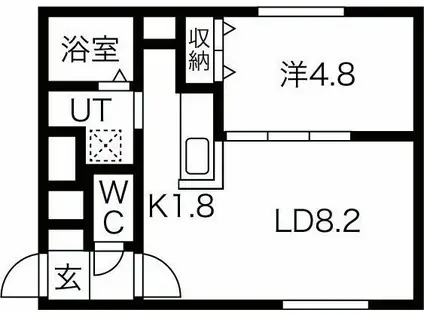 ECOA南郷7丁目(1LDK/4階)の間取り写真