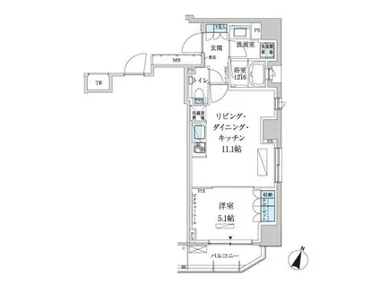 パークアクシス赤坂見附(1LDK/13階)の間取り写真