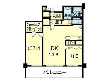 コアマンション辛島公園ゼクシス(2LDK/2階)の間取り写真