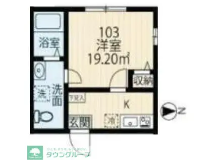 アベニール三ツ沢中町 A棟(1K/1階)の間取り写真